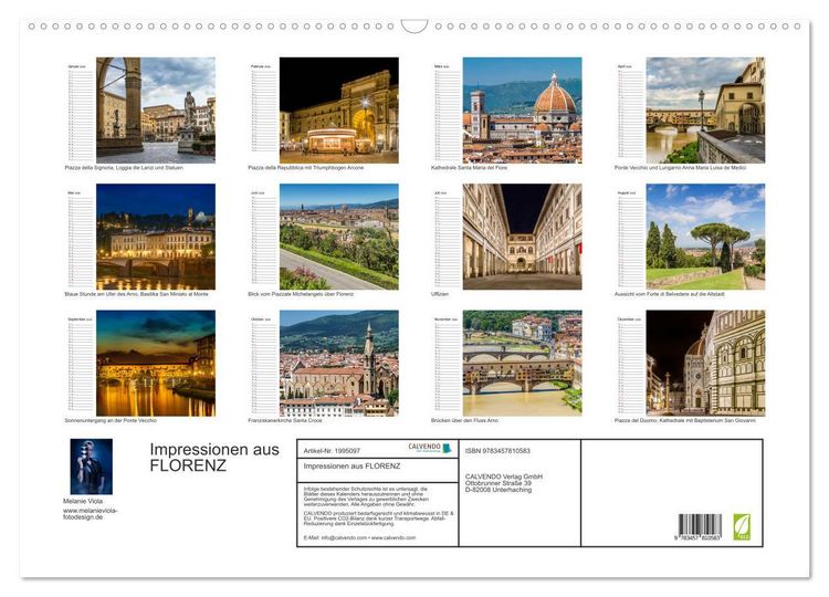 Produktbild: Impressionen aus FLORENZ (Wandkalender 2026 DIN A2 quer), CALVENDO Monatskalender