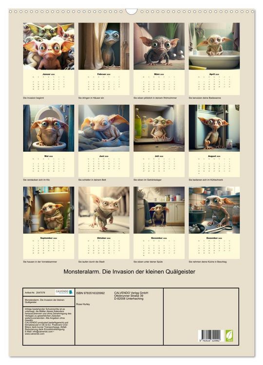 Produktbild: Monsteralarm. Die Invasion der kleinen Qu&auml;lgeister (Wandkalender 2026 DIN A2 hoch), CALVENDO Monatskalender