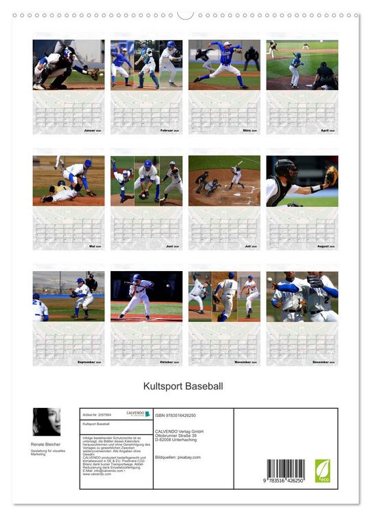 Produktbild: Kultsport Baseball (hochwertiger Premium Wandkalender 2026 DIN A2 hoch), Kunstdruck in Hochglanz