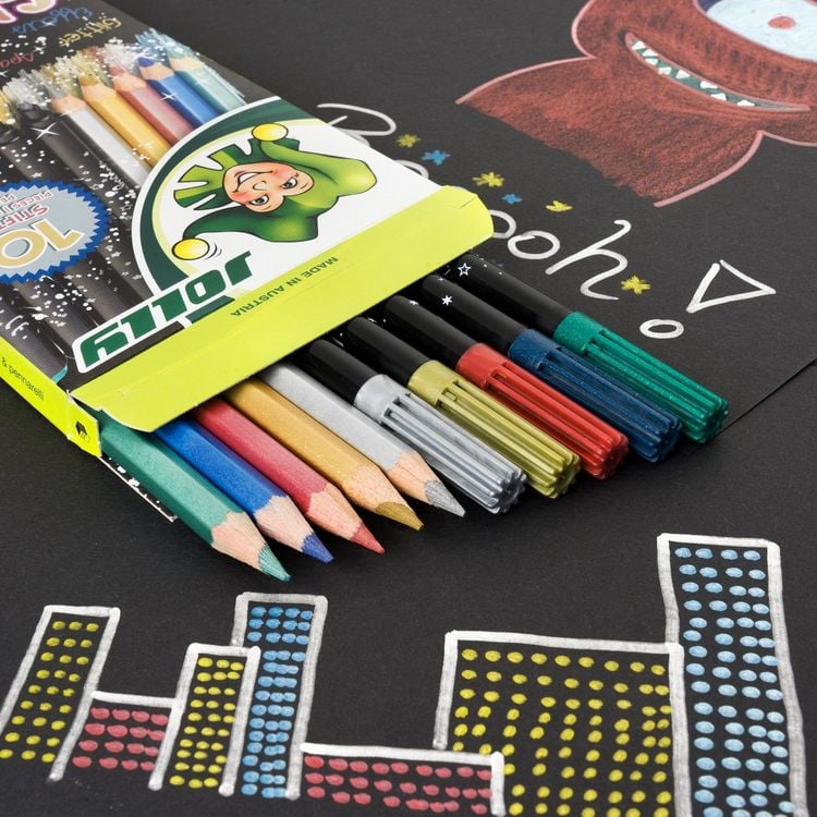 Produktbild: JOLLY Buntstifte Glitzerset Farbstifte und Fasermaler, 10er Set