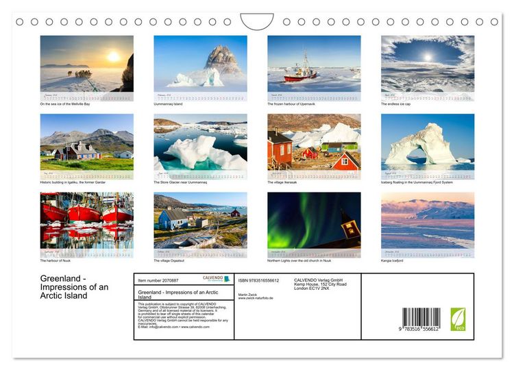 Produktbild: Greenland - Impressions of an Arctic Island (Wall Calendar 2026 DIN A4 landscape), CALVENDO 12 Month Wall Calendar