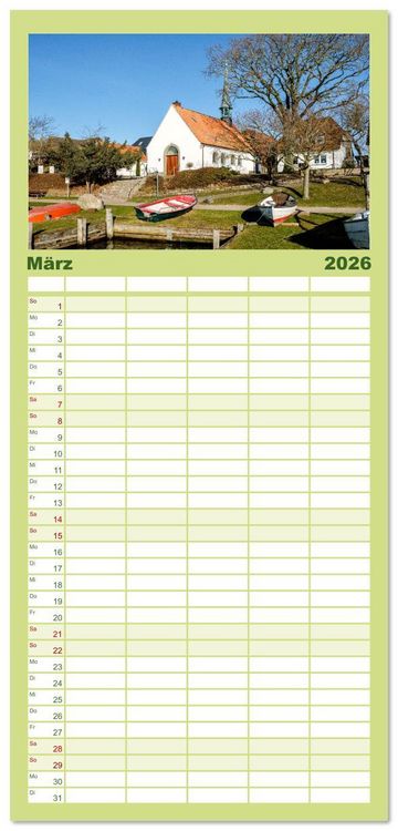 Produktbild: Familienplaner 2026 - Die Schlei - Segelrevier und Naherholungsgebiet mit 5 Spalten (Wandkalender, 21 x 45 cm) CALVENDO