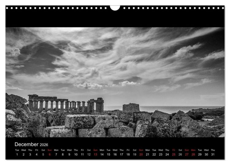 Produktbild: Black and White Sicily (Wall Calendar 2026 DIN A3 landscape), CALVENDO 12 Month Wall Calendar