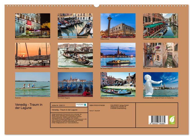 Produktbild: Venedig - Traum in der Lagune (hochwertiger Premium Wandkalender 2026 DIN A2 quer), Kunstdruck in Hochglanz