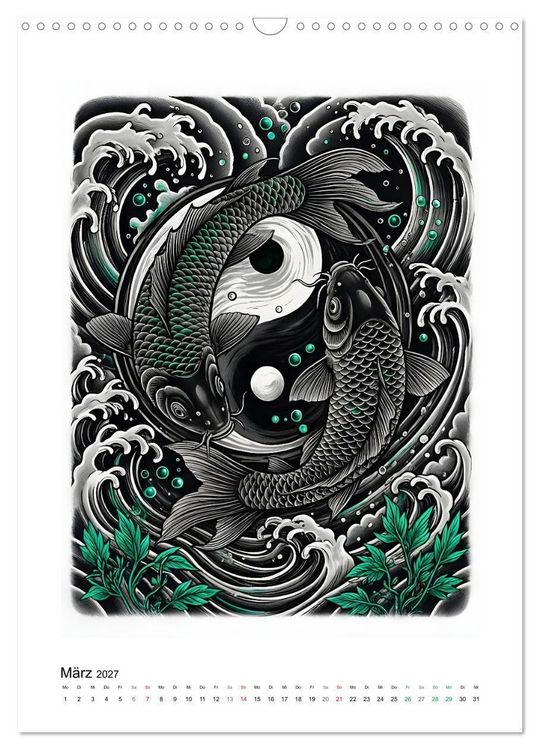 Produktbild: Irezumi - Japans Seele in zwei Farben (Wandkalender 2027 DIN A3 hoch), CALVENDO Monatskalender