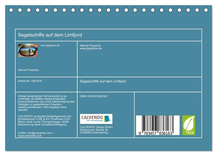 Produktbild: Segelschiffe auf dem Limfjord (Tischkalender 2026 DIN A5 quer), CALVENDO Monatskalender
