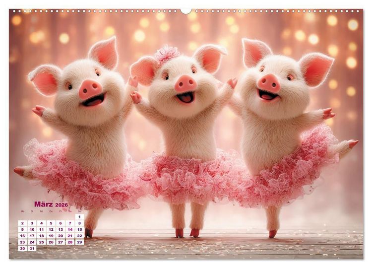 Produktbild: Vom Gl&uuml;ck, ein Schweinchen zu sein (hochwertiger Premium Wandkalender 2026 DIN A2 quer), Kunstdruck in Hochglanz