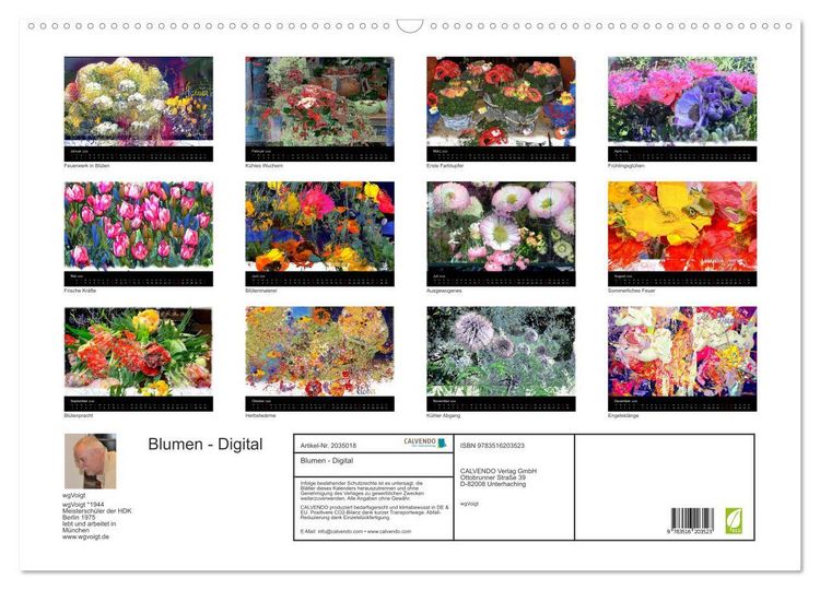 Produktbild: Blumen - Digital (Wandkalender 2026 DIN A2 quer), CALVENDO Monatskalender