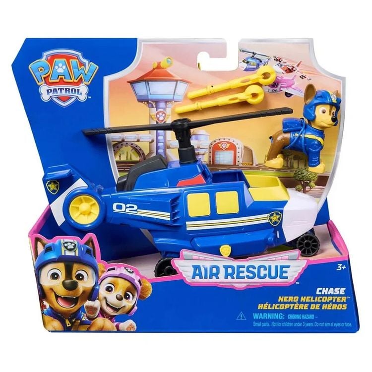 Produktbild: PAW Patrol Air Rescue, Chases Polizei-Rettungshubschrauber mit Geschoss-Abwurf und Chase Spielfigur (Basis Fahrzeug)