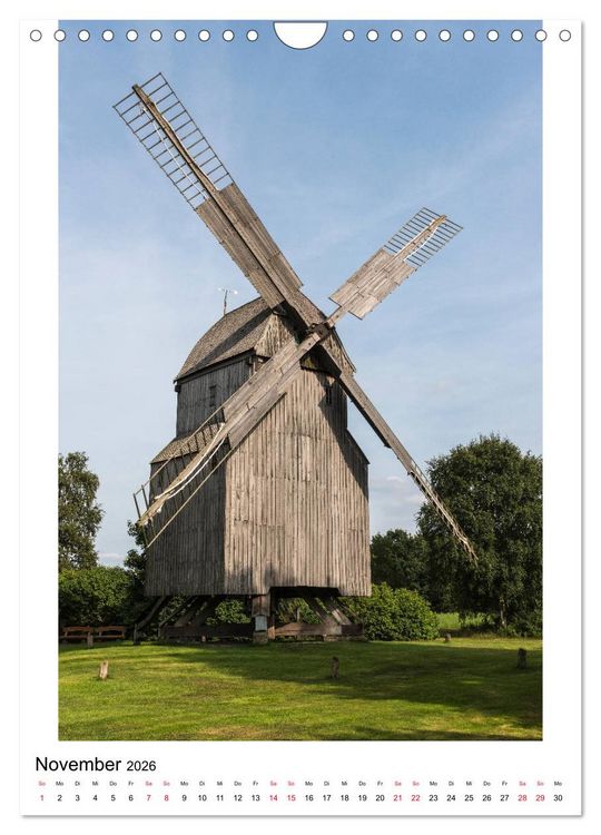 Produktbild: Historische Windm&uuml;hlen in Minden-L&uuml;bbecke (Wandkalender 2026 DIN A4 hoch), CALVENDO Monatskalender