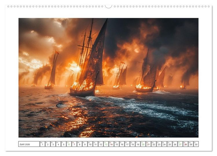 Produktbild: Die Abenteuer der Wikinger (hochwertiger Premium Wandkalender 2026 DIN A2 quer), Kunstdruck in Hochglanz