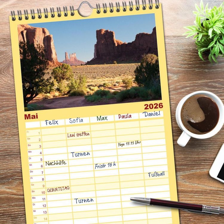 Produktbild: Familienplaner 2026 - Monument Valley mit 5 Spalten (Wandkalender, 21 x 45 cm) CALVENDO
