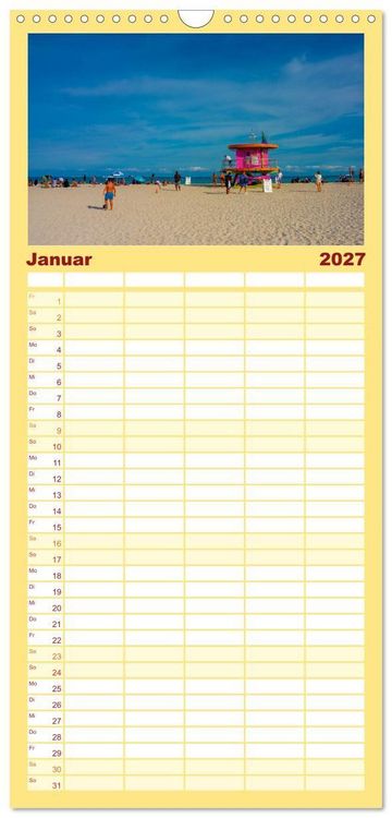 Produktbild: Familienplaner 2027 - Kunterbuntes Miami mit 5 Spalten (Wandkalender, 21 x 45 cm) CALVENDO
