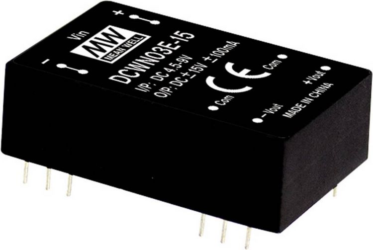 Produktbild: MEAN WELL DCWN03C-12 DC/DC-Wandlermodul 125mA 3W Anzahl Ausg&auml;nge: 2 x Inhalt 1St.