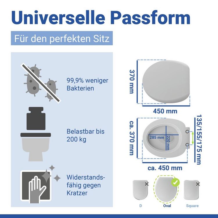 Produktbild: WC Sitz Mod. Secura Comfort, mit 5 cm Sitzerh&ouml;hung, belastbar bis 200 kg
