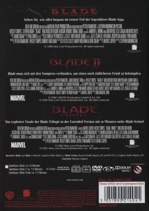 Produktbild: Blade Trilogy [3 DVDs]