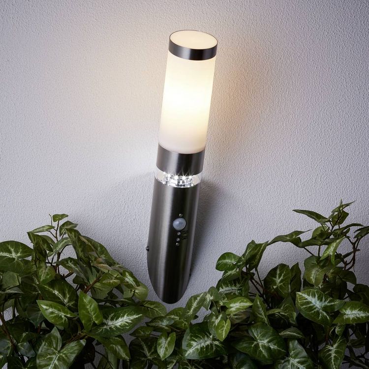 Produktbild: Brilliant Bole G46798/82 Au&szlig;enwandleuchte mit Bewegungsmelder Halogen E27 60W Edelstahl