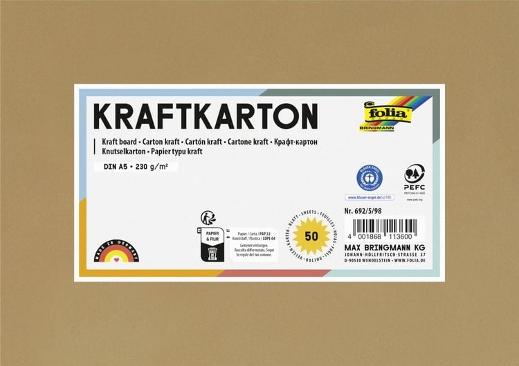 Produktbild: Folia Kraftkarton, 230g/m&sup2;, DIN A5, 50 Blatt