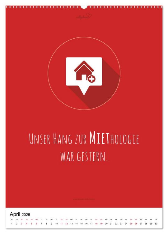 Produktbild: vollgeherzt: Der besondere Kalender f&uuml;r Bauherren mit motivierenden Hausbauzitaten (hochwertiger Premium Wandkalender 2026 DIN A2 hoch), Kunstdruck in Hochglanz