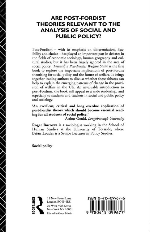 Produktbild: Towards a Post-Fordist Welfare State?