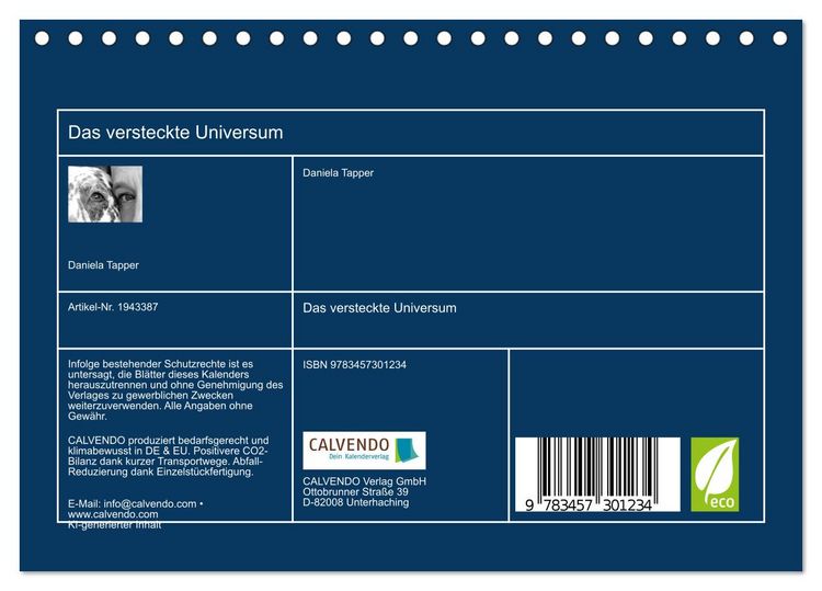 Produktbild: Das versteckte Universum (Tischkalender 2026 DIN A5 quer), CALVENDO Monatskalender