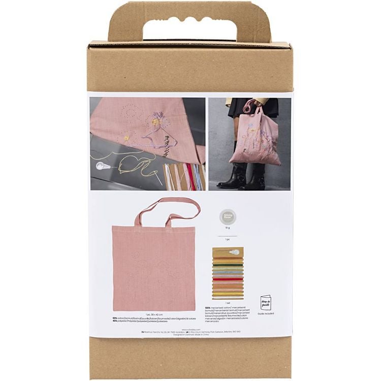 Produktbild: Creativ Company Kreativ Set Stickereien, Einkaufstasche, Rosa mattiert