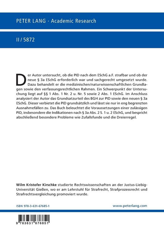 Produktbild: Die strafrechtliche Bewertung der Pr&auml;implantationsdiagnostik nach dem Gesetz zum Schutze von Embryonen