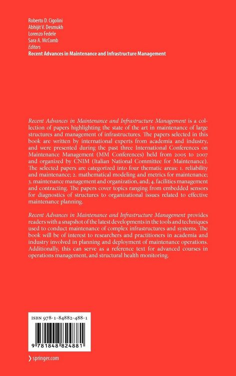 Produktbild: Recent Advances in Maintenance and Infrastructure Management