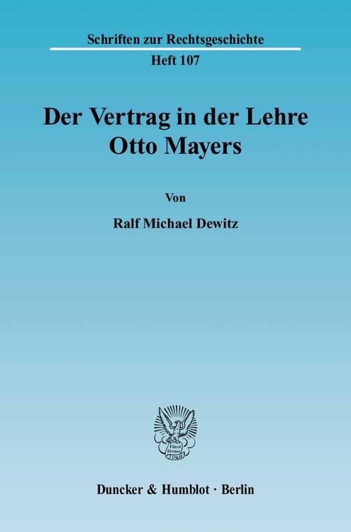 Produktbild: Der Vertrag in der Lehre Otto Mayers.