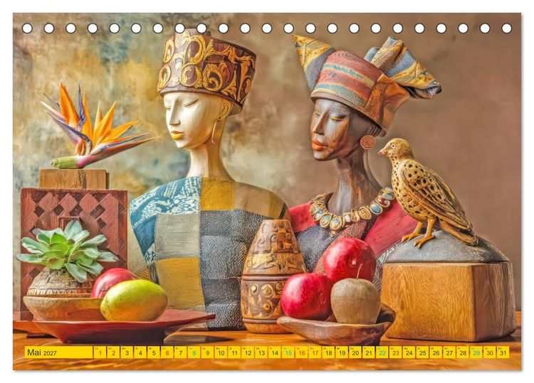 Produktbild: Afrikanische Stillleben - Der afrikanischen Kunst nachempfunden (Tischkalender 2027 DIN A5 quer), CALVENDO Monatskalender