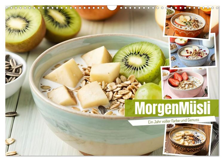 Produktbild: MorgenM&uuml;sli - Ein Jahr voller Farbe und Genuss (Wandkalender 2027 DIN A3 quer), CALVENDO Monatskalender