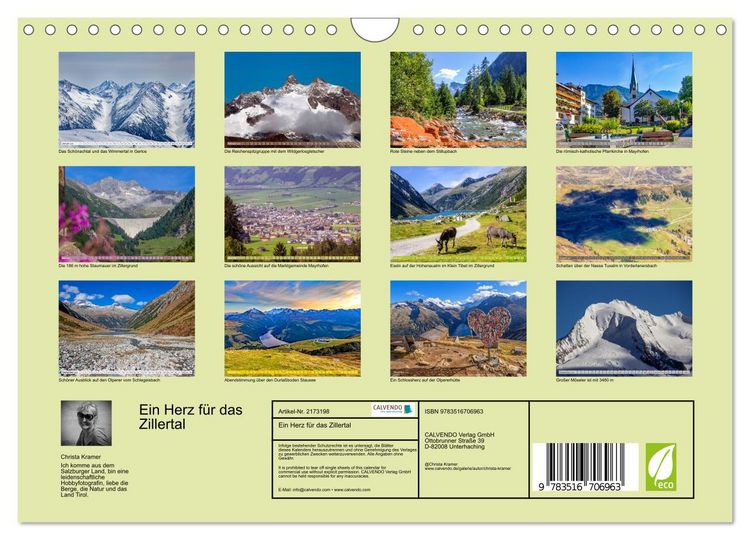 Produktbild: Ein Herz f&uuml;r das Zillertal (Wandkalender 2026 DIN A4 quer), CALVENDO Monatskalender