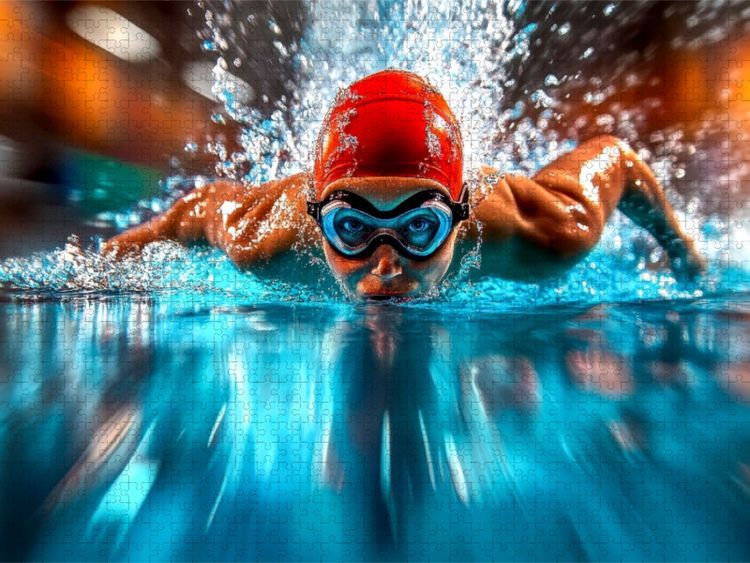 Produktbild: CALVENDO Puzzle Schwimmen | 1000 Teile Lege-Gr&ouml;&szlig;e 64x48cm Foto-Puzzle f&uuml;r gl&uuml;ckliche Stunden