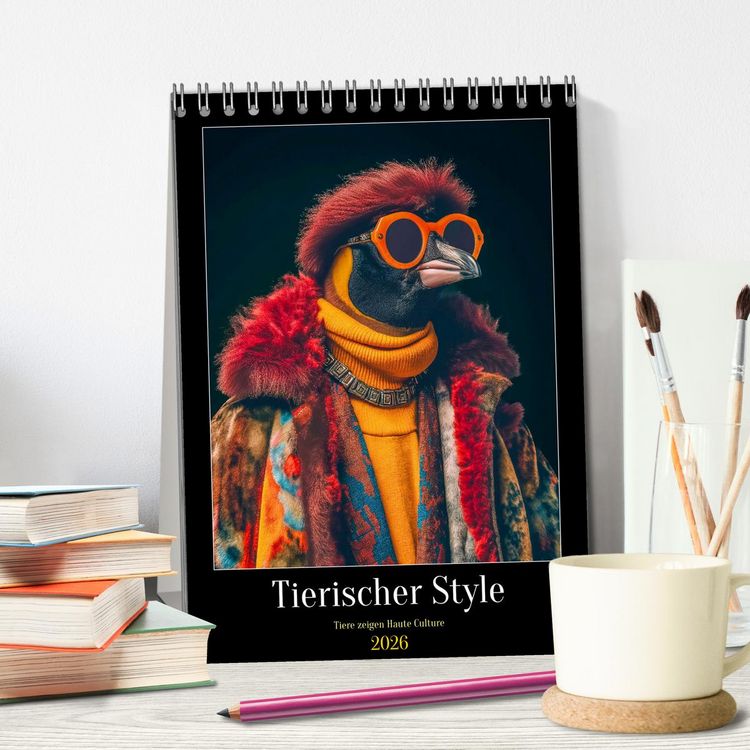 Produktbild: Tierischer Style (Tischkalender 2026 DIN A5 hoch), CALVENDO Monatskalender