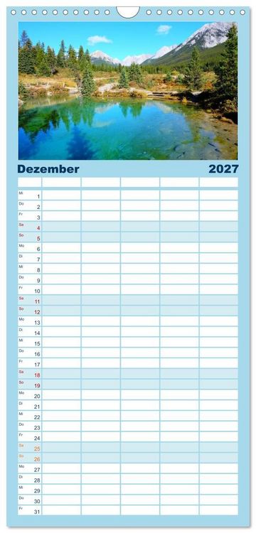 Produktbild: Familienplaner 2027 - Kanadas Rocky Mountains: Zwischen Gipfeln & glasklaren Seen mit 5 Spalten (Wandkalender, 21 x 45 cm) CALVENDO