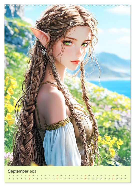 Produktbild: Keltische Mythen. Die magische Anderwelt-Fantasy im Manga-Stil (Wandkalender 2026 DIN A2 hoch), CALVENDO Monatskalender