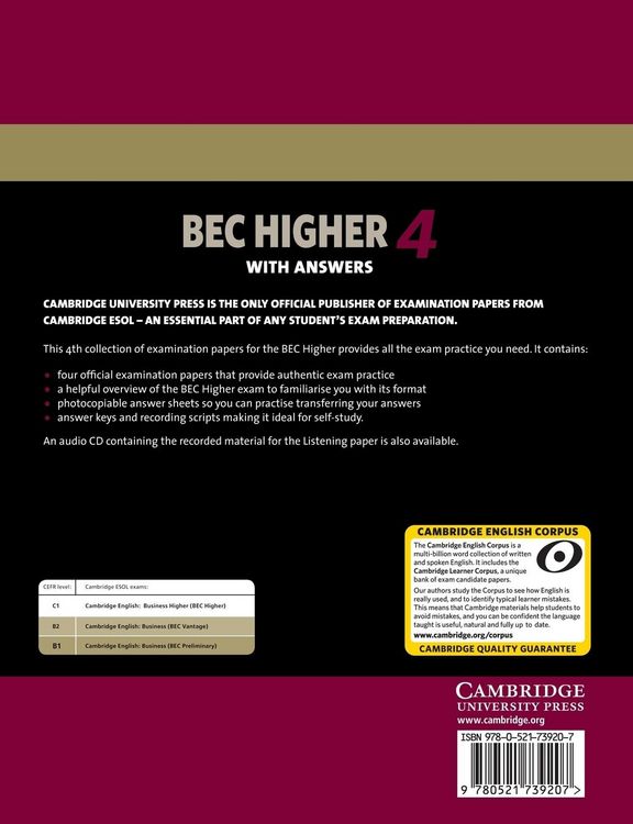 Produktbild: Cambridge BEC 4 Higher with Answers
