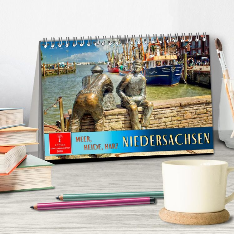 Produktbild: Niedersachsen - Meer, Heide, Harz (Tischkalender 2026 DIN A5 quer), CALVENDO Monatskalender