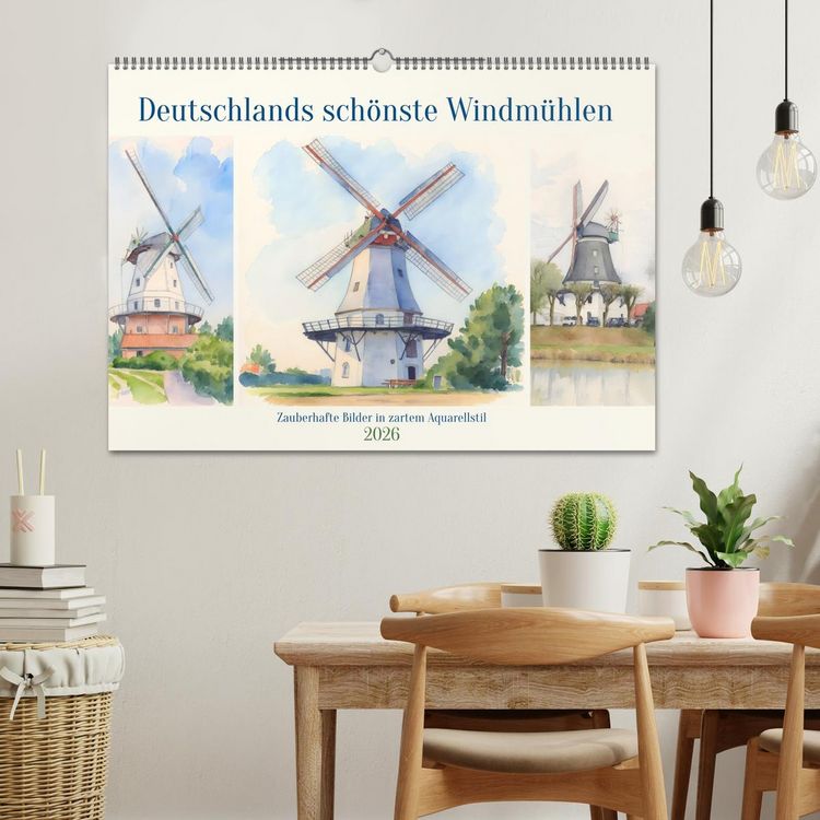 Produktbild: Deutschlands sch&ouml;nste Windm&uuml;hlen (Wandkalender 2026 DIN A2 quer), CALVENDO Monatskalender