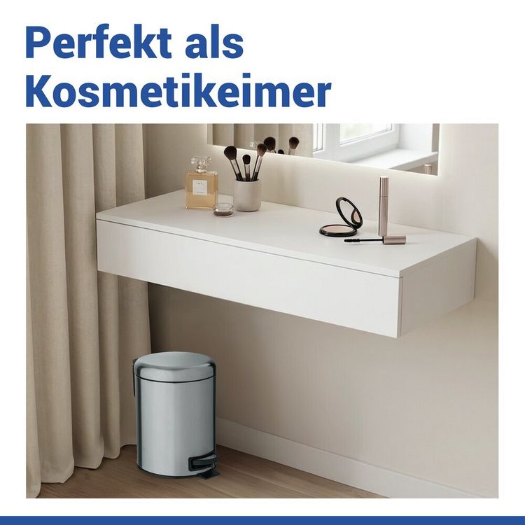Produktbild: Kosmetik Treteimer Mod. Leman Edelstahl Matt 5L, mit herausnehmbarem Einsatz