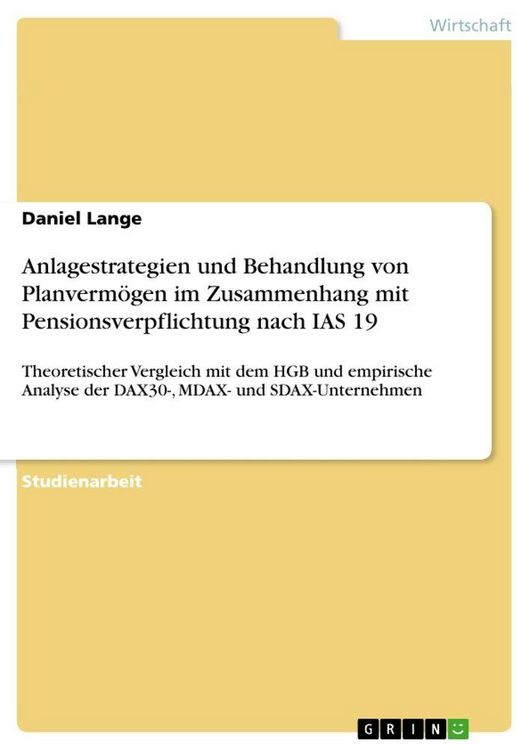 Produktbild: Anlagestrategien und Behandlung von Planverm&ouml;gen im Zusammenhang mit Pensionsverpflichtung nach IAS 19