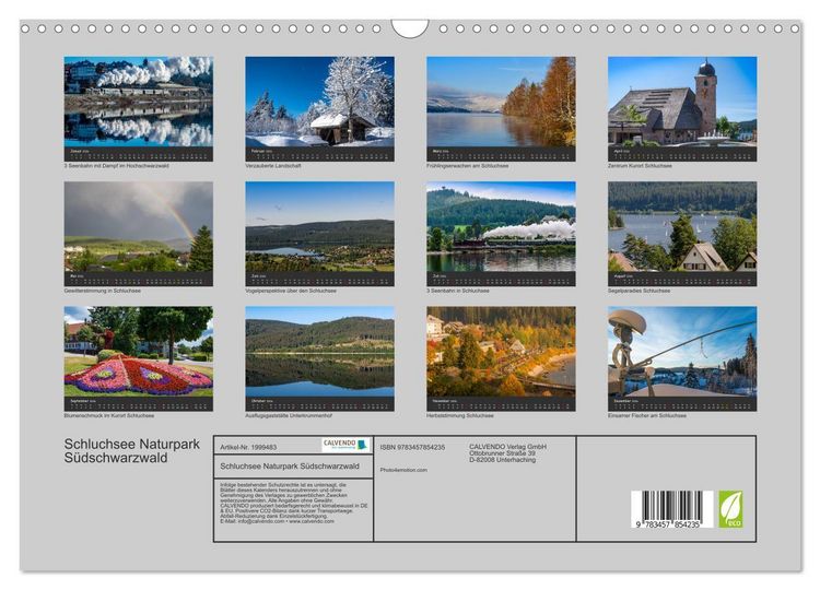 Produktbild: Schluchsee Naturpark S&uuml;dschwarzwald (Wandkalender 2026 DIN A3 quer), CALVENDO Monatskalender