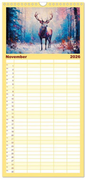 Produktbild: Familienplaner 2026 - Wilde Sch&ouml;nheiten. Ein Jahr mit majest&auml;tischen Tieren mit 5 Spalten (Wandkalender, 21 x 45 cm) CALVENDO