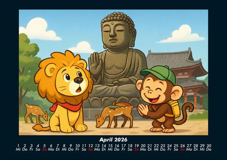 Produktbild: Buschi & Milo - Reise durch Japan 2026 Fotokalender DIN A4