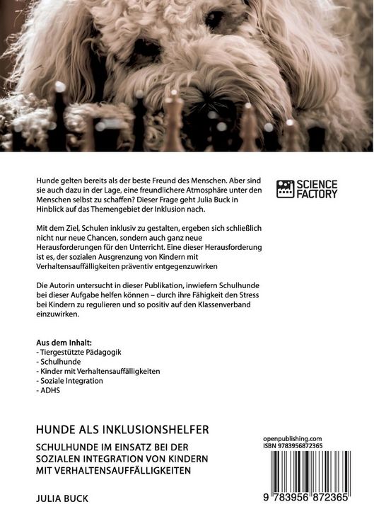 Produktbild: Hunde als Inklusionshelfer. Schulhunde im Einsatz bei der sozialen Integration von Kindern mit Verhaltensauff&auml;lligkeiten