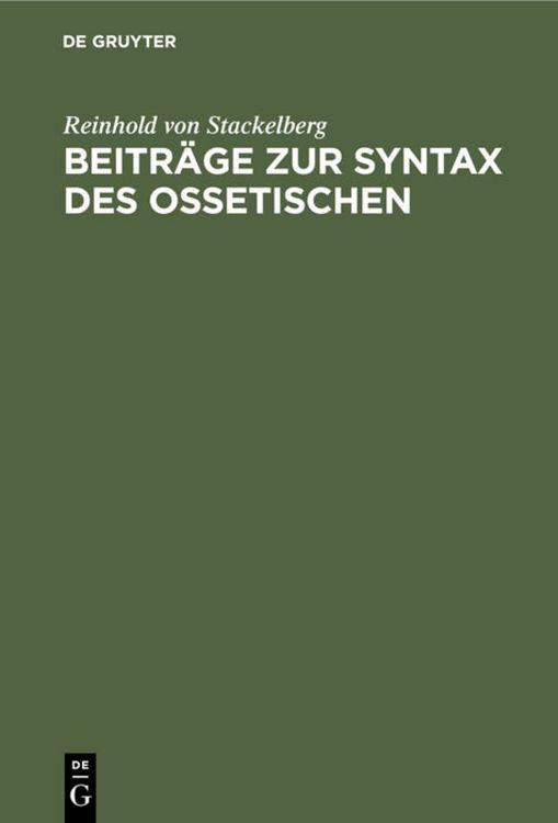 Produktbild: Beitr&auml;ge zur Syntax des Ossetischen
