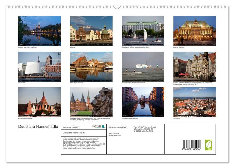 Produktbild: Deutsche Hansest&auml;dte (hochwertiger Premium Wandkalender 2027 DIN A2 quer), Kunstdruck in Hochglanz