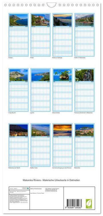 Produktbild: Familienplaner 2027 - Makarska Riviera - Malerische Urlaubsorte in Dalmatien mit 5 Spalten (Wandkalender, 21 x 45 cm) CALVENDO