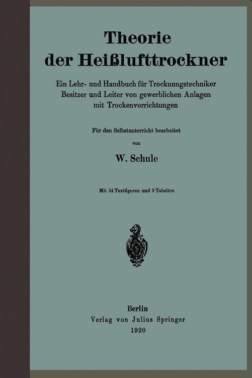 Produktbild: Theorie der Hei&szlig;lufttrockner