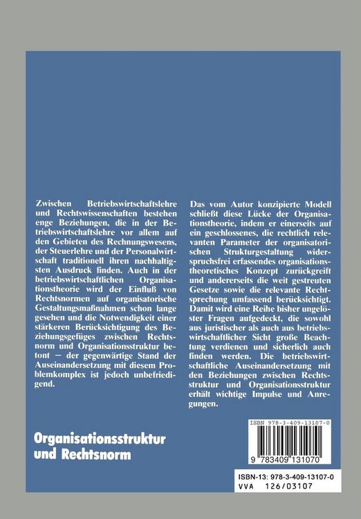 Produktbild: Organisationsstruktur und Rechtsnorm